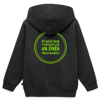 offenkundiger Fehler - Kinder Premium Organic Zip Hoodie - Schwarz - Hinten - AI Model Kid Male (0cm)