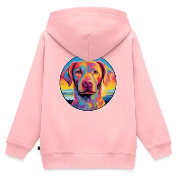 Alano Español Hunderasse Bunt Karikatur Watercolo - Kinder Premium Organic Zip Hoodie - Rosa - Hinten - AI Model Kid Female (0cm)