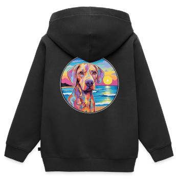Braque Saint Germain Race De Chien Coloré Cartoon Wa - Sweat Premium à capuche zippé enfant bio - noir - Dos - AI Model Kid Male (0cm)