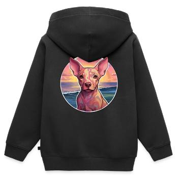 Cirneco Dell Ätna Hunderasse Bunte Karikatur Wasser - Kinder Premium Organic Zip Hoodie - Schwarz - Hinten - AI Model Kid Male (0cm)