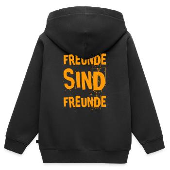 Freunde sind wunderbar - Kinder Premium Organic Zip Hoodie - Schwarz - Hinten - AI Model Kid Male (0cm)