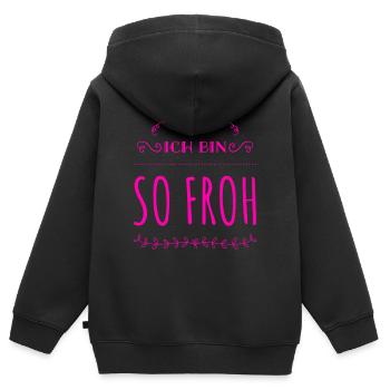 ich bin so glücklich - Kinder Premium Organic Zip Hoodie - Schwarz - Hinten - AI Model Kid Male (0cm)