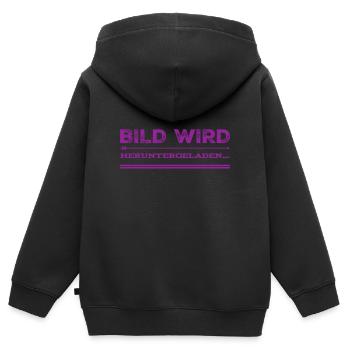 das Bild lädt - Kinder Premium Organic Zip Hoodie - Schwarz - Hinten - AI Model Kid Male (0cm)