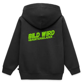 das Bild wird heruntergeladen - Kinder Premium Organic Zip Hoodie - Schwarz - Hinten - AI Model Kid Male (0cm)