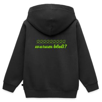 warum bloß? - Kinder Premium Organic Zip Hoodie - Schwarz - Hinten - AI Model Kid Male (0cm)