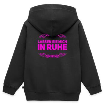 lassen sie mich in Ruhe - Kinder Premium Organic Zip Hoodie - Schwarz - Hinten - AI Model Kid Male (0cm)
