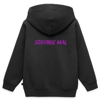 warten sie - Kinder Premium Organic Zip Hoodie - Schwarz - Hinten - AI Model Kid Male (0cm)