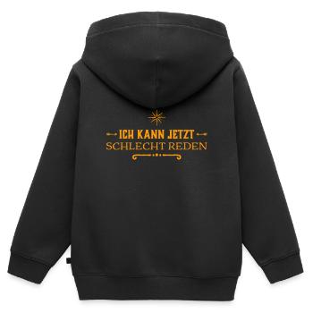 ich kann jetzt schlecht reden - Kinder Premium Organic Zip Hoodie - Schwarz - Hinten - AI Model Kid Male (0cm)