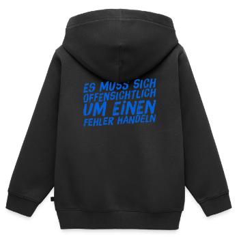 offenkundig ein Fehler - Kinder Premium Organic Zip Hoodie - Schwarz - Hinten - AI Model Kid Male (0cm)