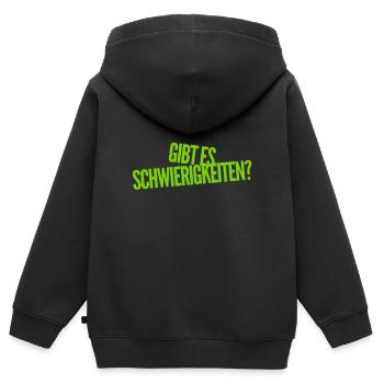 gibt es Stress? - Kinder Premium Organic Zip Hoodie - Schwarz - Hinten - AI Model Kid Male (0cm)