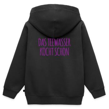 wer möchte Tee? - Kinder Premium Organic Zip Hoodie - Schwarz - Hinten - AI Model Kid Male (0cm)