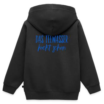 das Teewasser kocht schon - Kinder Premium Organic Zip Hoodie - Schwarz - Hinten - AI Model Kid Male (0cm)