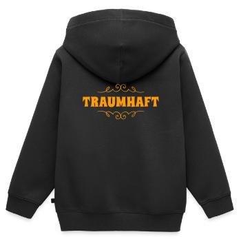 wie im Traum - Kinder Premium Organic Zip Hoodie - Schwarz - Hinten - AI Model Kid Male (0cm)