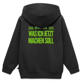 ich habe keinen Plan - Kinder Premium Organic Zip Hoodie - Schwarz - Hinten - AI Model Kid Male (0cm)