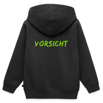 Achtung - Kinder Premium Organic Zip Hoodie - Schwarz - Hinten - AI Model Kid Male (0cm)