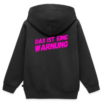vor dir steht eine Warnung - Kinder Premium Organic Zip Hoodie - Schwarz - Hinten - AI Model Kid Male (0cm)