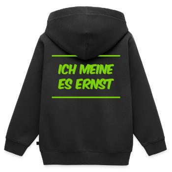 das ist mein voller Ernst - Kinder Premium Organic Zip Hoodie - Schwarz - Hinten - AI Model Kid Male (0cm)