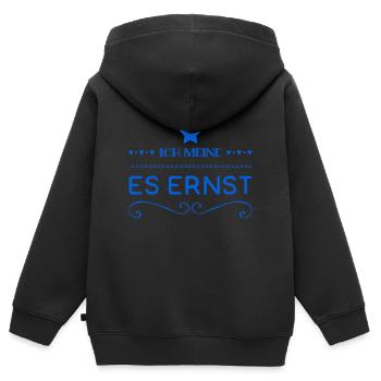 ich meine es ernst - Kinder Premium Organic Zip Hoodie - Schwarz - Hinten - AI Model Kid Male (0cm)