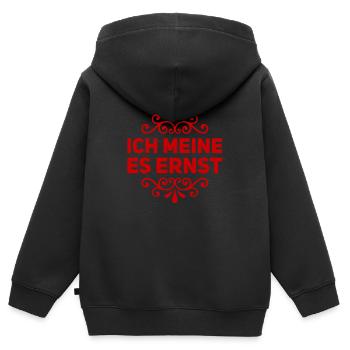 es wird ernst - Kinder Premium Organic Zip Hoodie - Schwarz - Hinten - AI Model Kid Male (0cm)