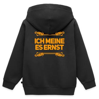 das ist mein ernst - Kinder Premium Organic Zip Hoodie - Schwarz - Hinten - AI Model Kid Male (0cm)