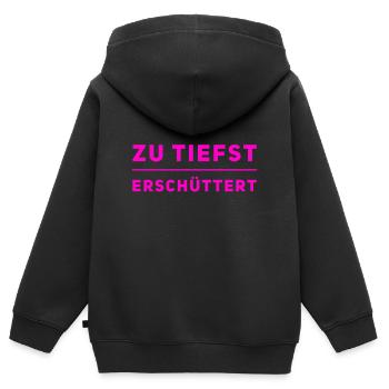 das hat mich tief getroffen - Kinder Premium Organic Zip Hoodie - Schwarz - Hinten - AI Model Kid Male (0cm)