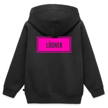 so sieht ein Lügner aus - Kinder Premium Organic Zip Hoodie - Schwarz - Hinten - AI Model Kid Male (0cm)