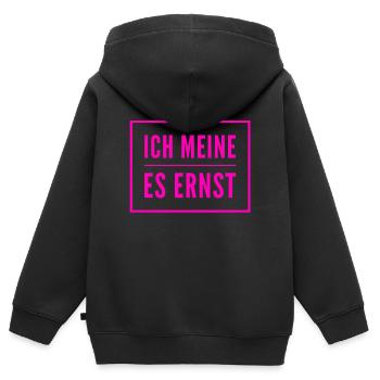 im ernst - Kinder Premium Organic Zip Hoodie - Schwarz - Hinten - AI Model Kid Male (0cm)