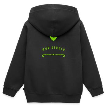 Geduld ist eine Tugend - Kinder Premium Organic Zip Hoodie - Schwarz - Hinten - AI Model Kid Male (0cm)