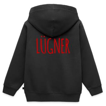 Lügen müssen sein - Kinder Premium Organic Zip Hoodie - Schwarz - Hinten - AI Model Kid Male (0cm)