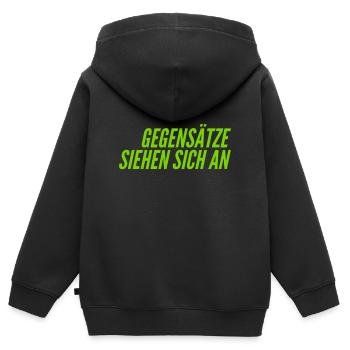 Gegensätze ziehen sich an - Kinder Premium Organic Zip Hoodie - Schwarz - Hinten - AI Model Kid Male (0cm)