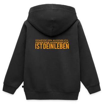 genieße den Augenblick - Kinder Premium Organic Zip Hoodie - Schwarz - Hinten - AI Model Kid Male (0cm)