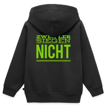 ich siege - Kinder Premium Organic Zip Hoodie - Schwarz - Hinten - AI Model Kid Male (0cm)