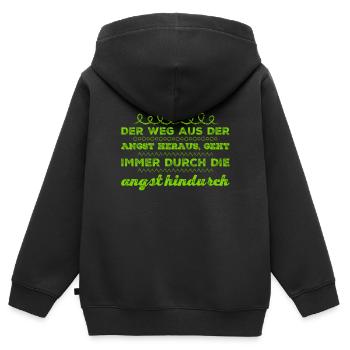 stell dich deiner Angst - Kinder Premium Organic Zip Hoodie - Schwarz - Hinten - AI Model Kid Male (0cm)