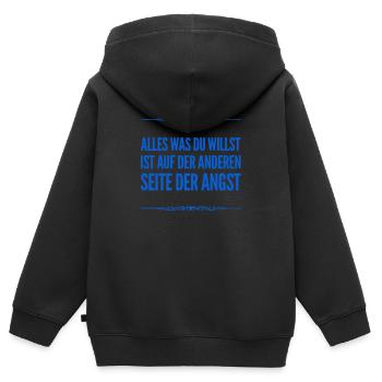 stell dich deiner Angst - Kinder Premium Organic Zip Hoodie - Schwarz - Hinten - AI Model Kid Male (0cm)