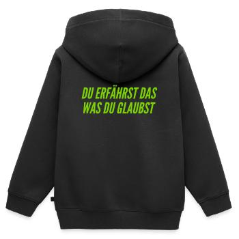 du bist was du glaubst - Kinder Premium Organic Zip Hoodie - Schwarz - Hinten - AI Model Kid Male (0cm)