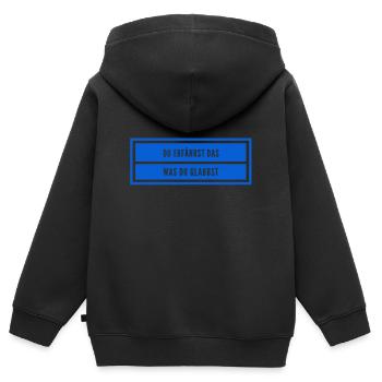 achte auf deinen Glauben - Kinder Premium Organic Zip Hoodie - Schwarz - Hinten - AI Model Kid Male (0cm)