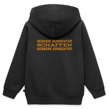Entwicklung ist möglich - Kinder Premium Organic Zip Hoodie - Schwarz - Hinten - AI Model Kid Male (0cm)