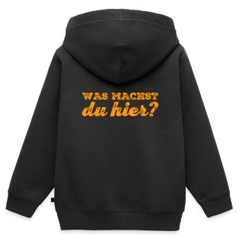 was geht ab? - Kinder Premium Organic Zip Hoodie - Schwarz - Hinten - AI Model Kid Male (0cm)