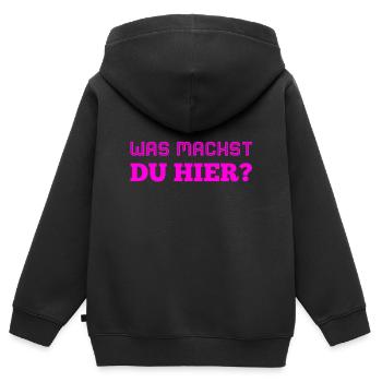 was geht ab? - Kinder Premium Organic Zip Hoodie - Schwarz - Hinten - AI Model Kid Male (0cm)