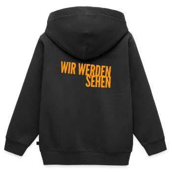 kucken wir mal - Kinder Premium Organic Zip Hoodie - Schwarz - Hinten - AI Model Kid Male (0cm)