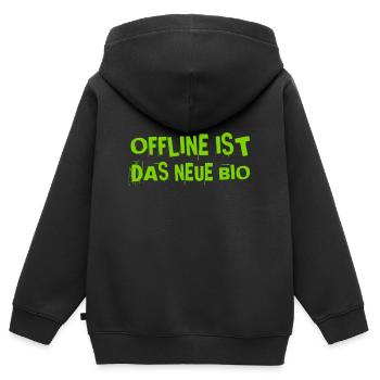 ich lebe offline - Kinder Premium Organic Zip Hoodie - Schwarz - Hinten - AI Model Kid Male (0cm)