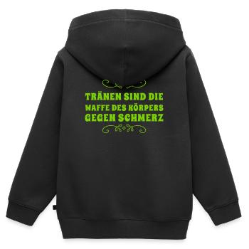 Tränen helfen - Kinder Premium Organic Zip Hoodie - Schwarz - Hinten - AI Model Kid Male (0cm)