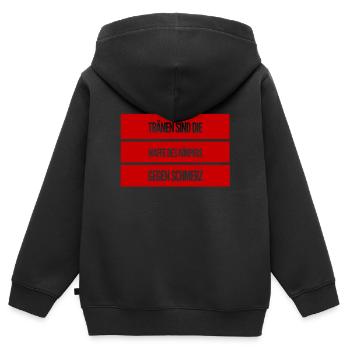 Tränen heilen - Kinder Premium Organic Zip Hoodie - Schwarz - Hinten - AI Model Kid Male (0cm)