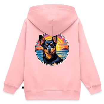 Lancashire Heeler Hund Rasse Bunte Karikatur Wasser - Kinder Premium Organic Zip Hoodie - Rosa - Hinten - AI Model Kid Female (0cm)