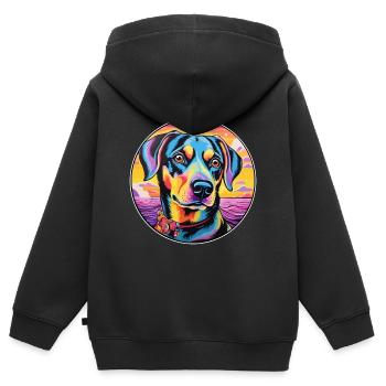 Moscow Watchdog Dog Breed Colorful Cartoon Waterco - Kids Premium Organic Zip-up Hoodie - black - Back - AI Model Kid Male (0cm)
