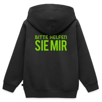 würden sie mir helfen? - Kinder Premium Organic Zip Hoodie - Schwarz - Hinten - AI Model Kid Male (0cm)