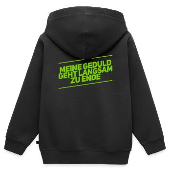 geduldig war gestern - Kinder Premium Organic Zip Hoodie - Schwarz - Hinten - AI Model Kid Male (0cm)