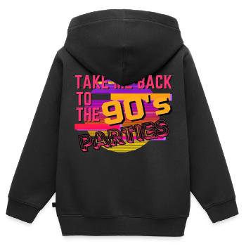 Ramenez-moi aux fêtes des années 90 - Sweat Premium à capuche zippé enfant bio - noir - Dos - AI Model Kid Male (0cm)