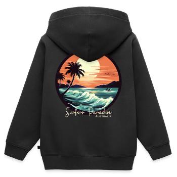 Surfers Paradise Australia - Kinder Premium Organic Zip Hoodie - Schwarz - Hinten - AI Model Kid Male (0cm)