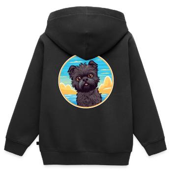 Affenpinscher Hund Rasse Cartoon Kawaii Clipart Hund - Kinder Premium Organic Zip Hoodie - Schwarz - Hinten - AI Model Kid Male (0cm)
